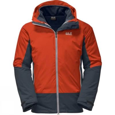 Jack Wolfskin Discovery Cove 3-in-1 - Férfi Dzseki - Sötét Szürke / Narancssárga (Magyarország PFJ10